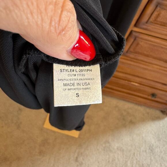 Lanston Black Ruched Midi Dress Double Strap Size S NWT - Picture 6 of 8